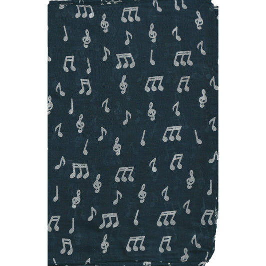 Treble Clefs and Music Notes 100% silk navy scarf image 0