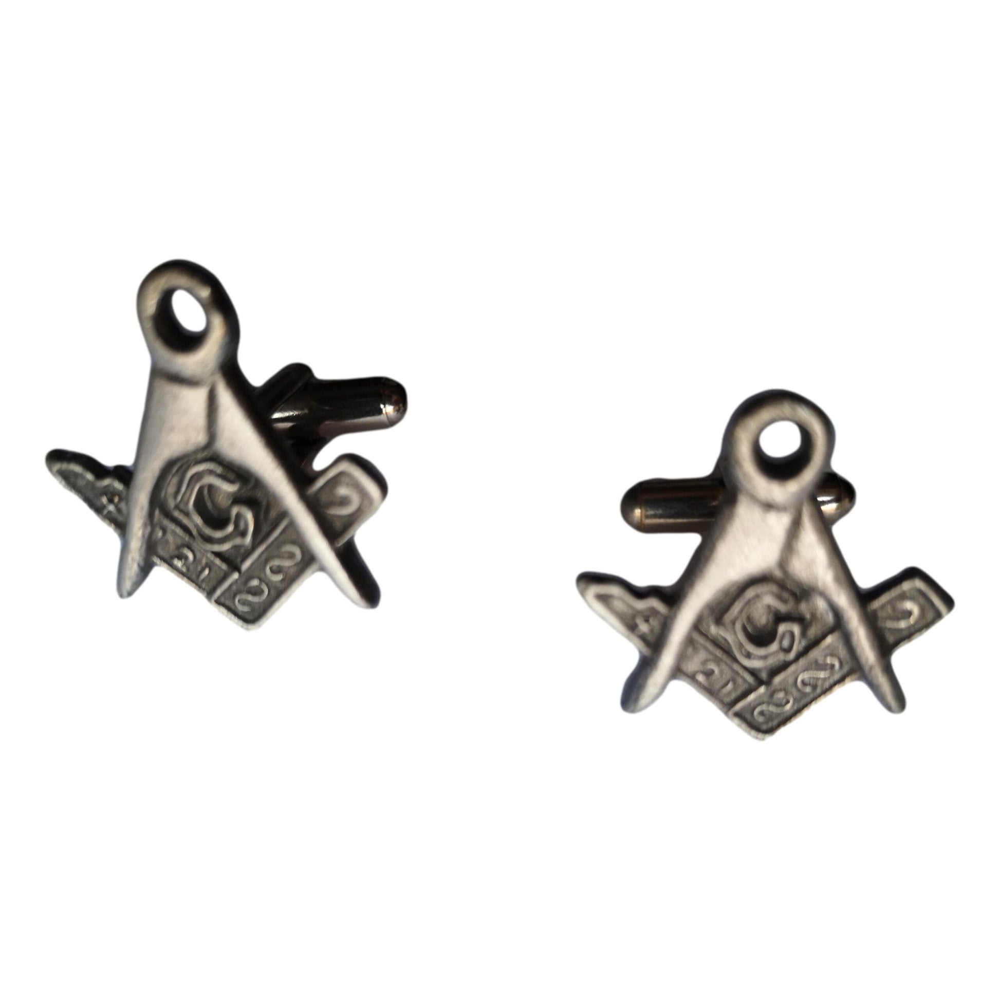 Freemasons Square and Compass pewter metal cufflinks image 0