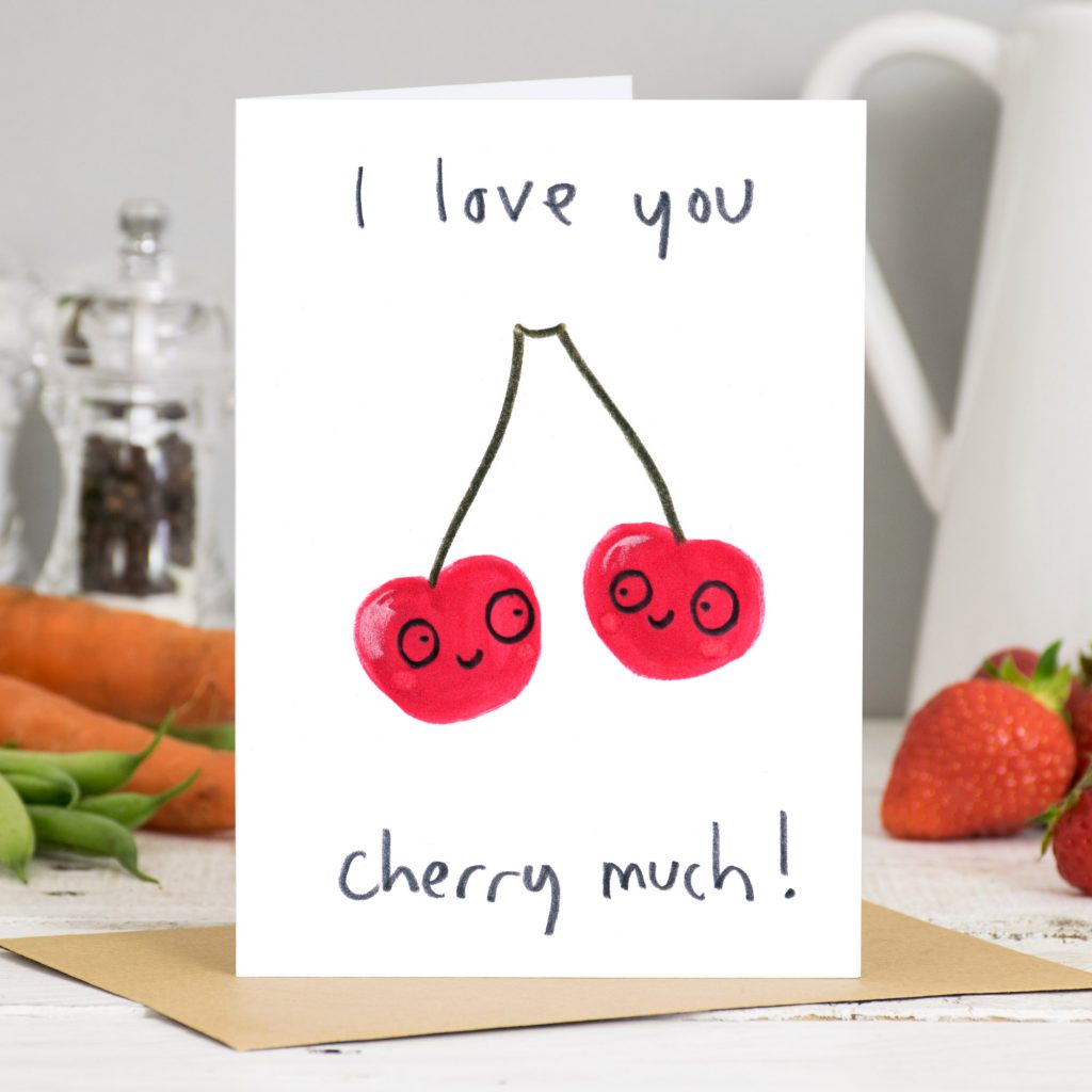 I Love You Cherry Much eco-friendly humour greetings card image 1