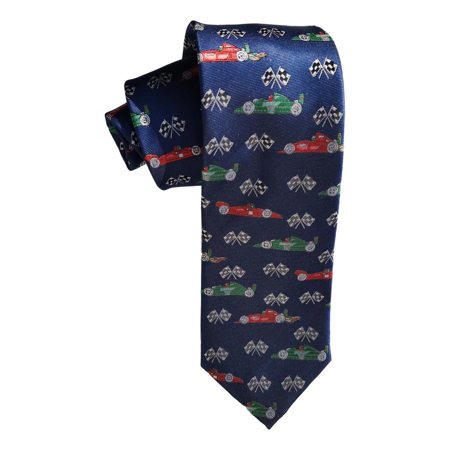 Racing Cars and Chequered Flags repeating 100% Microfiber Classic Tie image 0