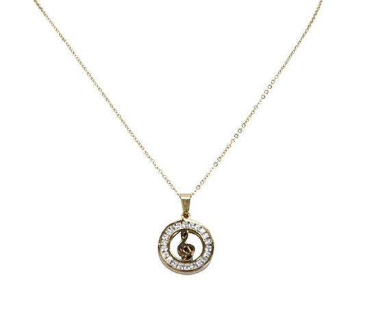 Encircled Treble Clef diamante crystal yellow gold-plated pendant image 0