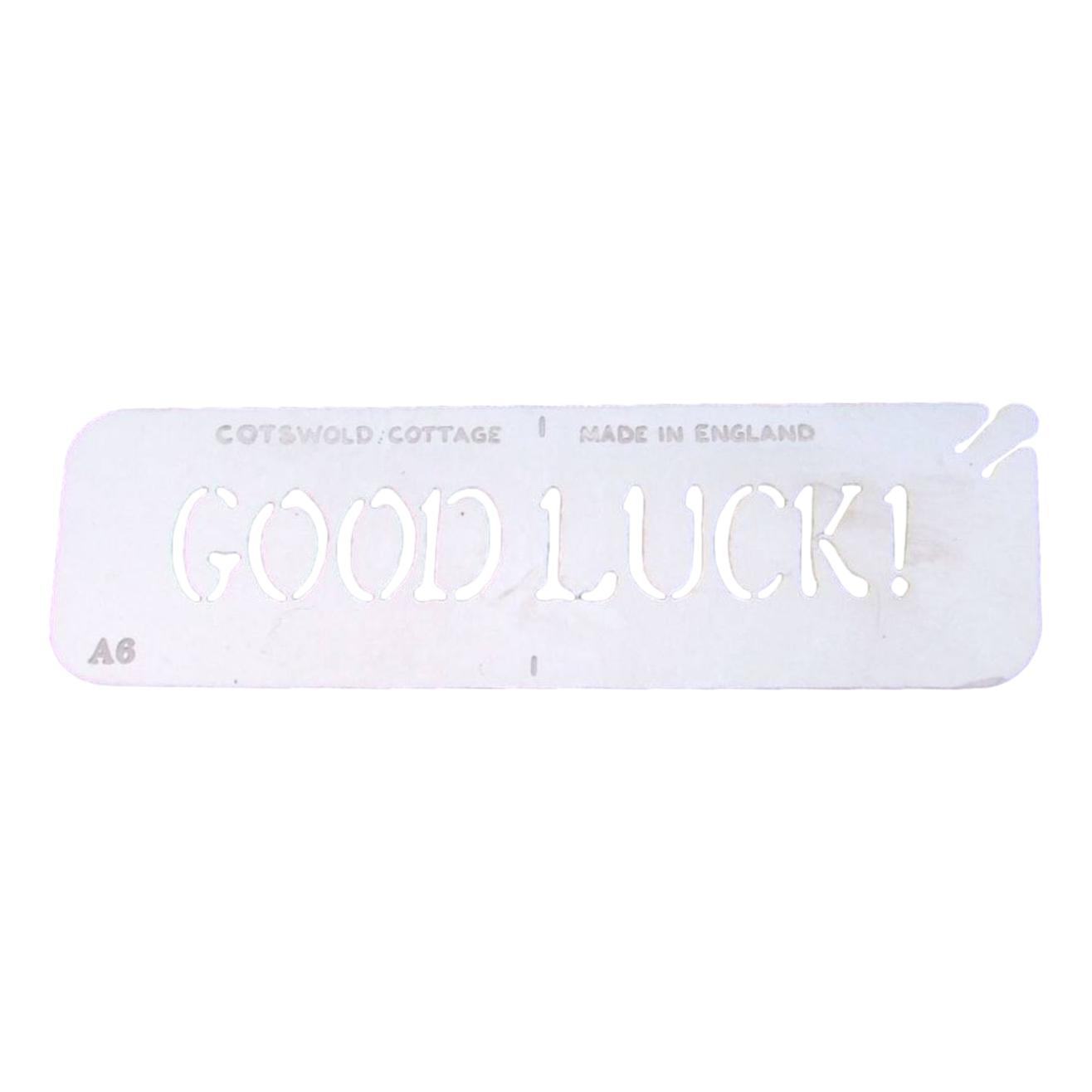 Stainless steel A6 Good Luck cake decorating / card making stencil image 0