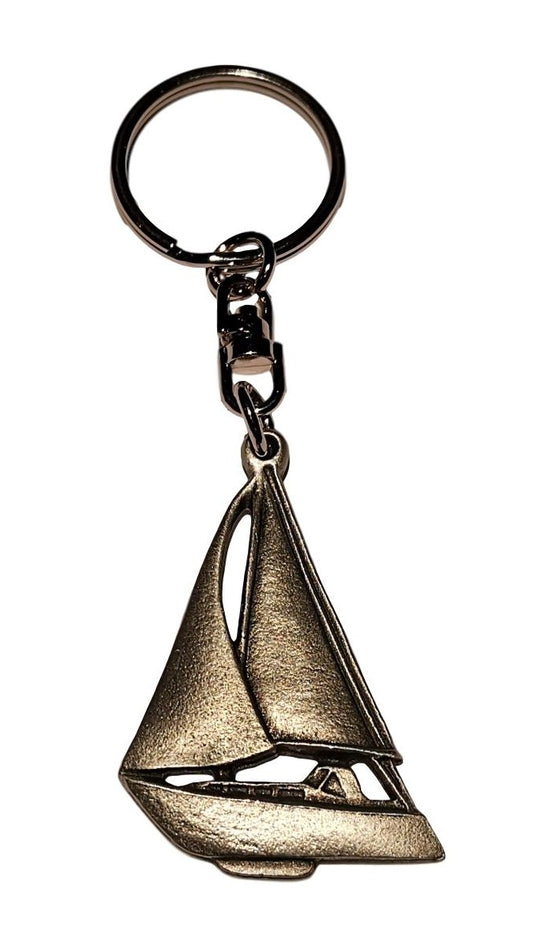 Sailing Yacht pewter metal keyring image 0