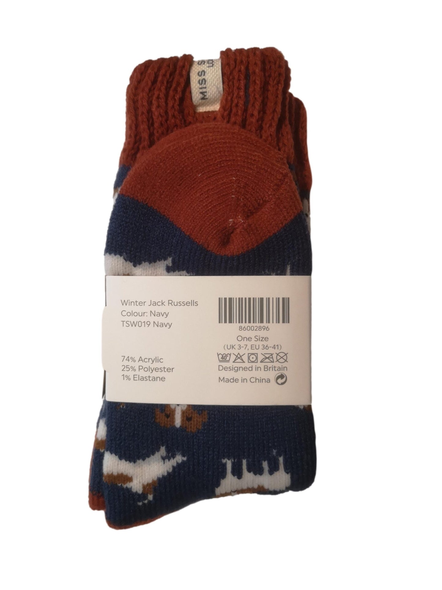 Winter Jack Russell Dog Navy Womens Novelty Ankle Socks Adult One Size image 1