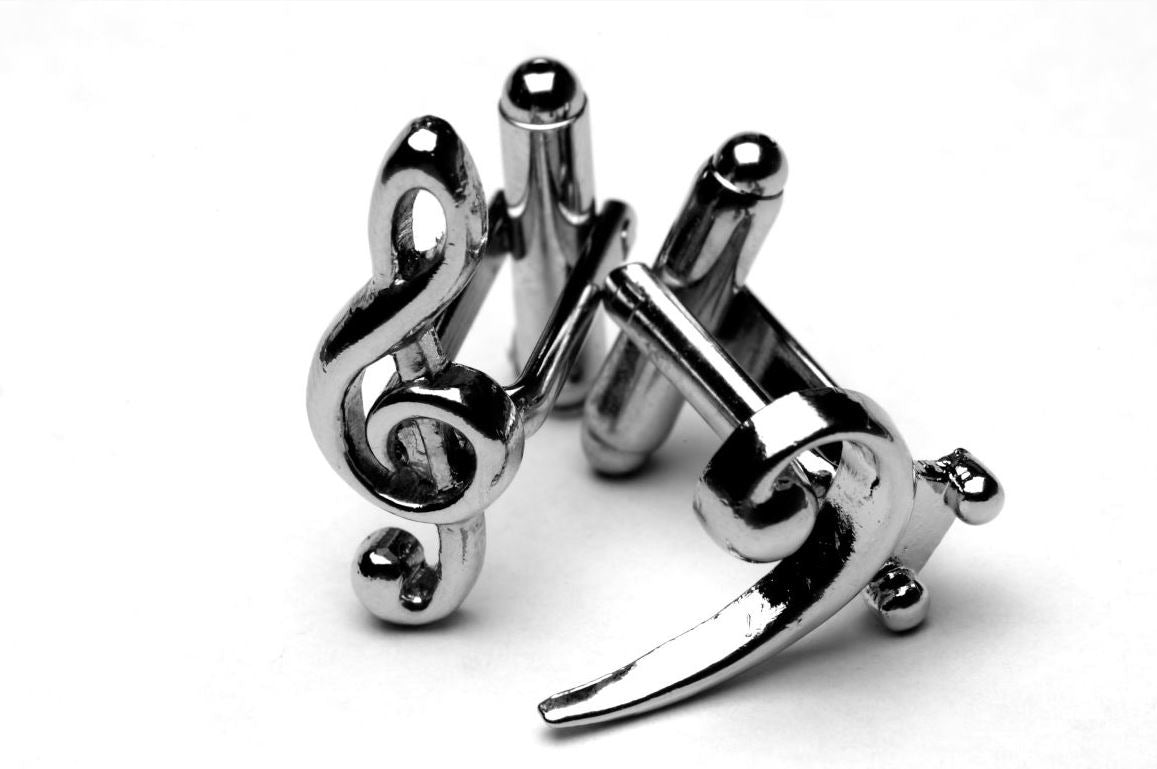 Bass/Treble Clef Silver-plated cufflinks image 0