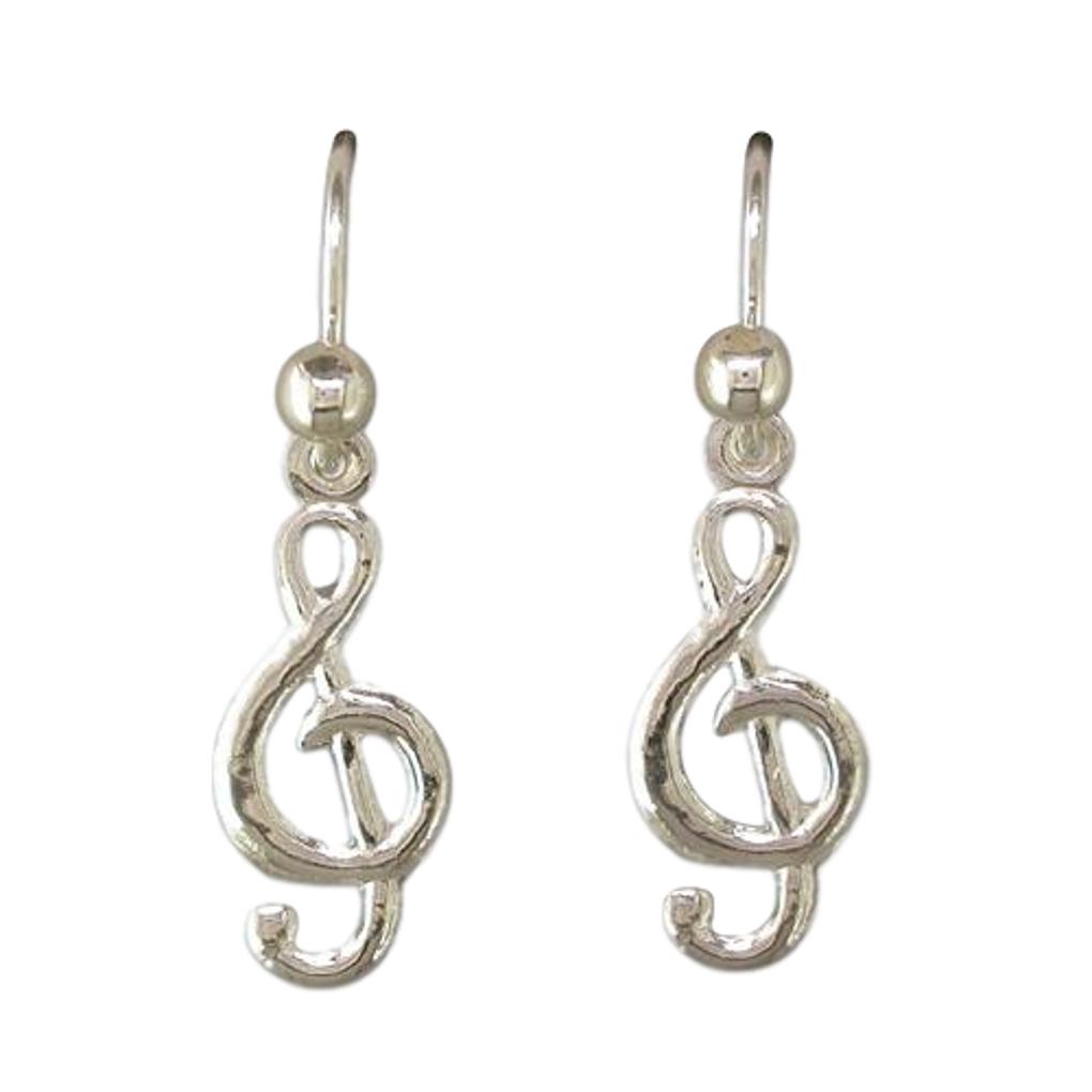 Treble Clef sterling silver small earrings image 0