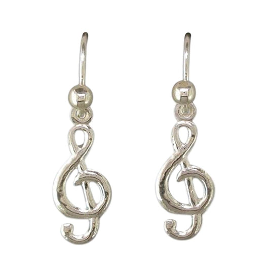 Treble Clef sterling silver small earrings image 0