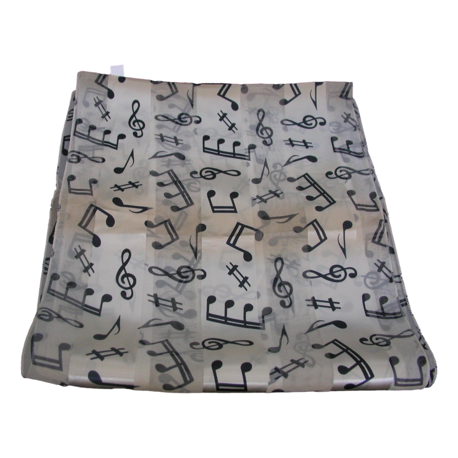 Treble Clef and Music Notes Cream Satin Stripe Scarf image 0
