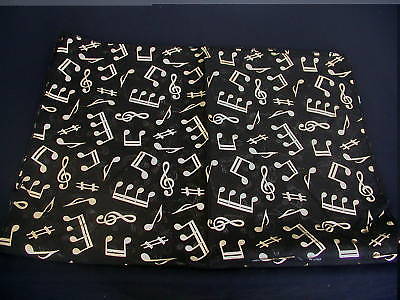 Treble Clef & Music Notes gold/silver reversible black scarf image 0