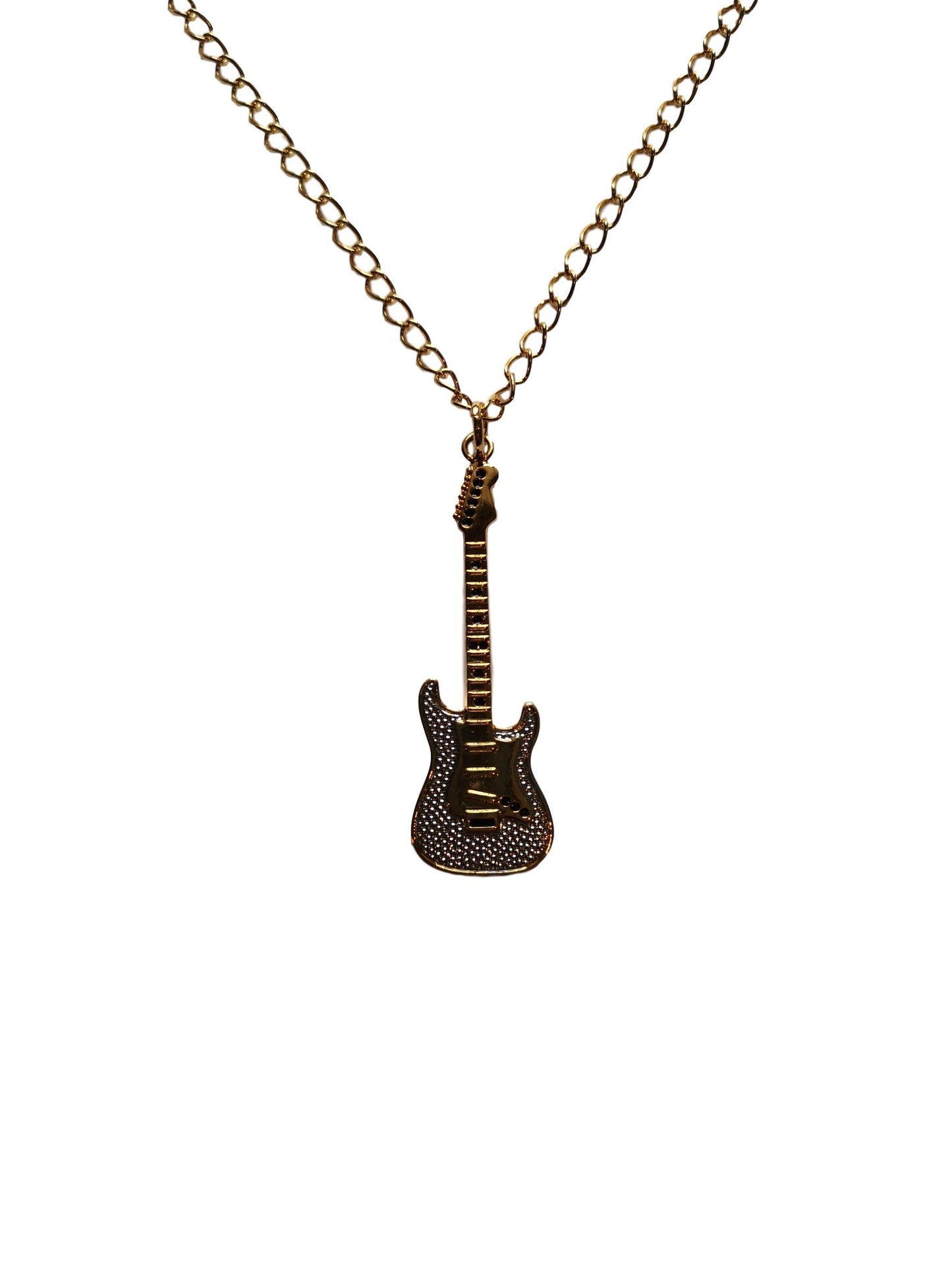 Electric Guitar gold-plated diamante pendant image 0