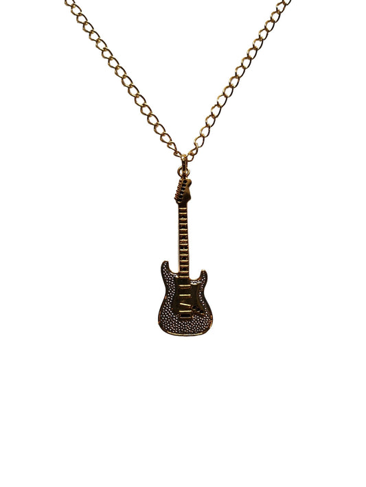 Electric Guitar gold-plated diamante pendant image 0