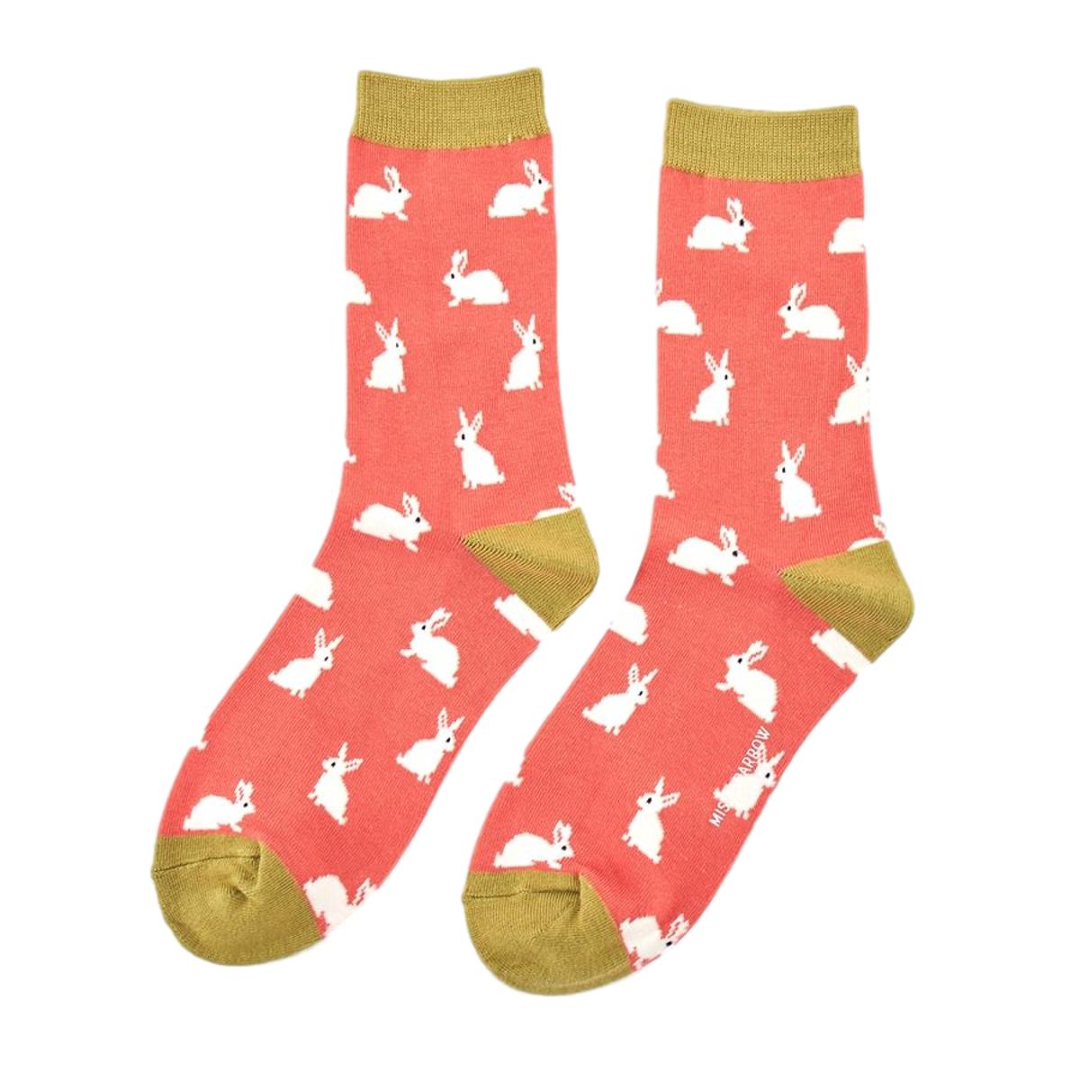 Rabbits on Blood Orange Womens Novelty Ankle Socks Adult One Size image 0