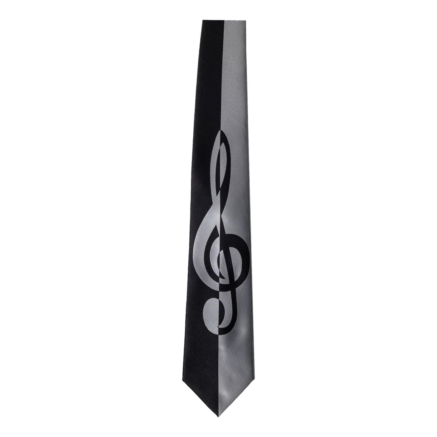 Large Treble Clef silver and black Sleeved 100% Micro Fibre Classic Tie image 1