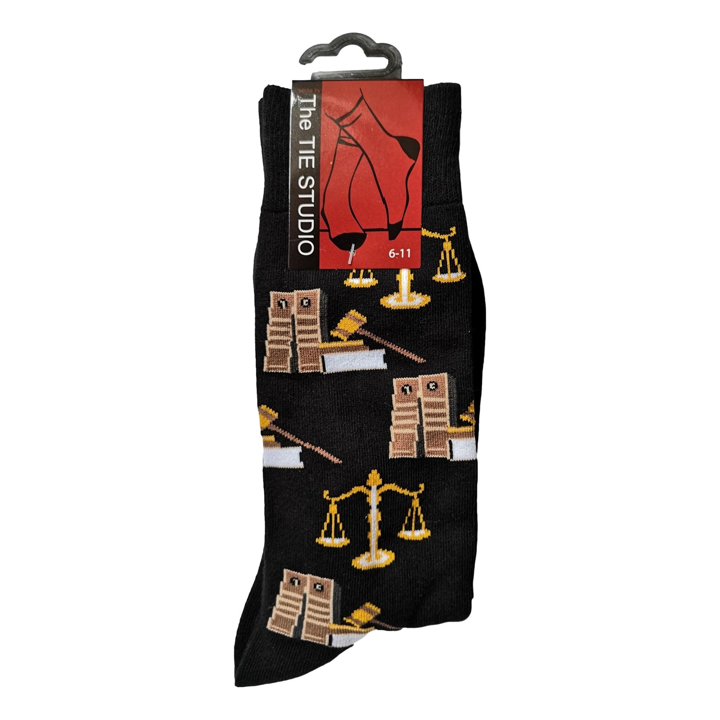 Lawyer Instruments on Black Unisex Novelty Ankle Socks Adult Size 6-11 image 0