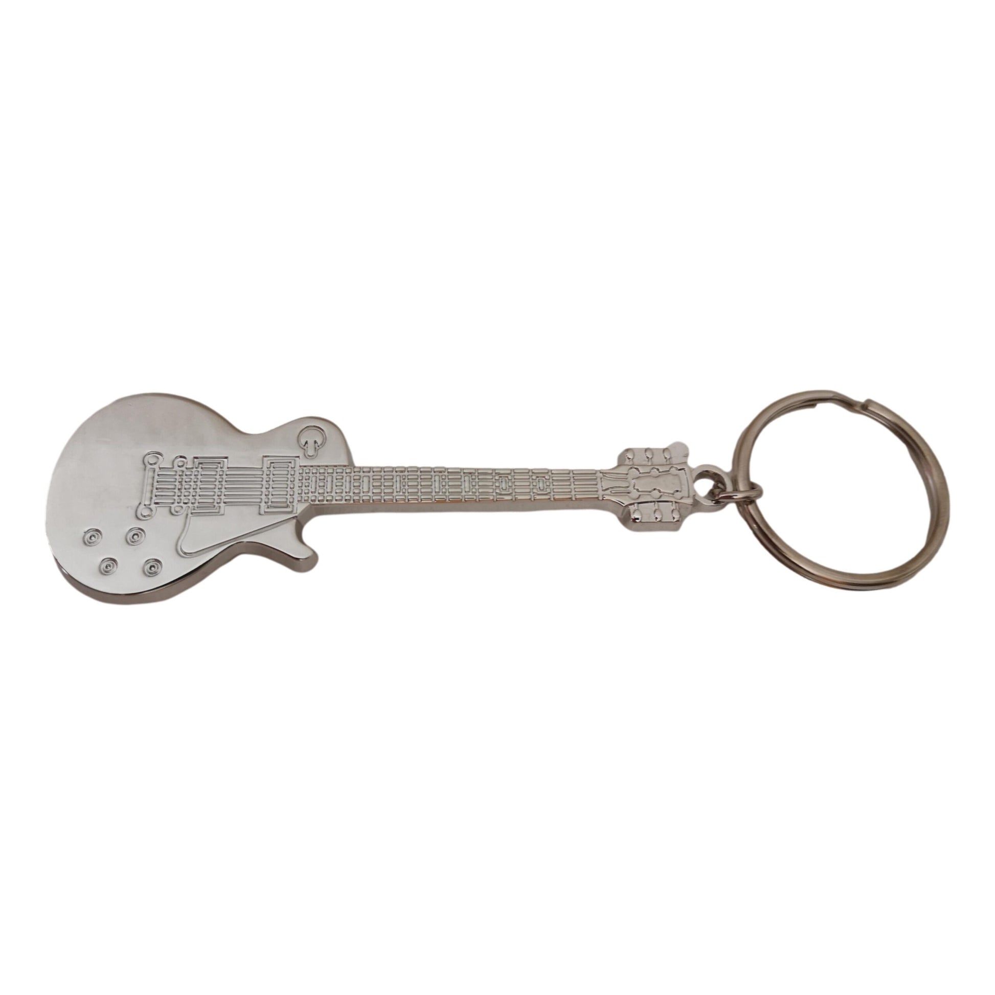 Les Paul Guitar shaped silver-plated keyring bottle opener musician gift image 3