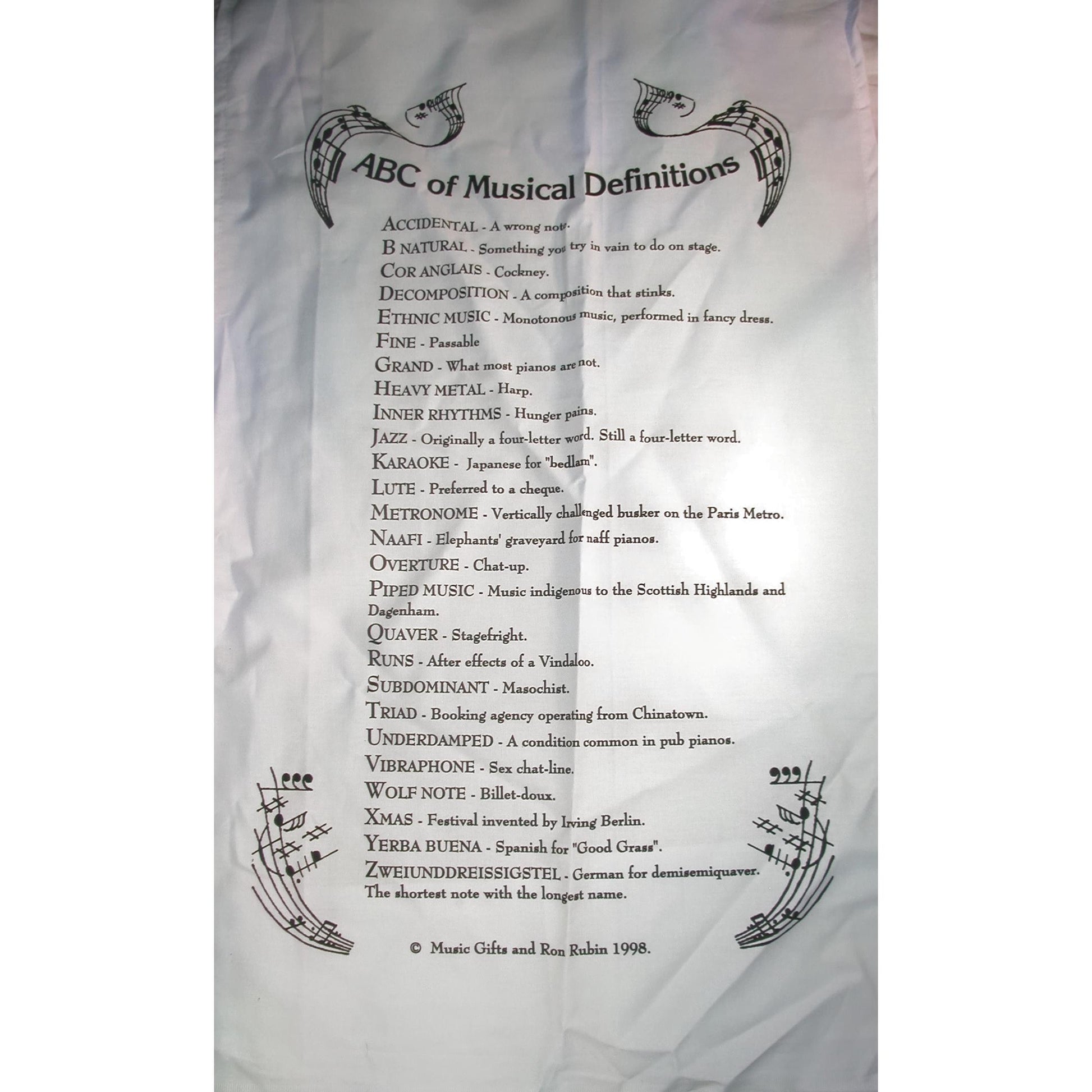 ABC of Musical Definitions cotton tea towel image 1