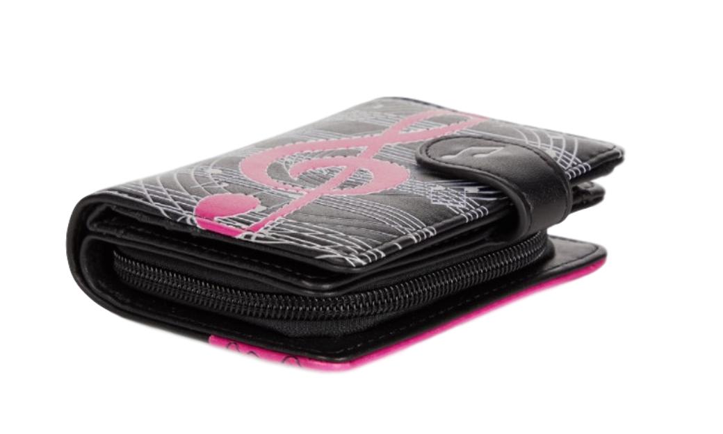 Pink Treble Clef on Music Leatherette Young Ladies Zipper Small Purse image 1