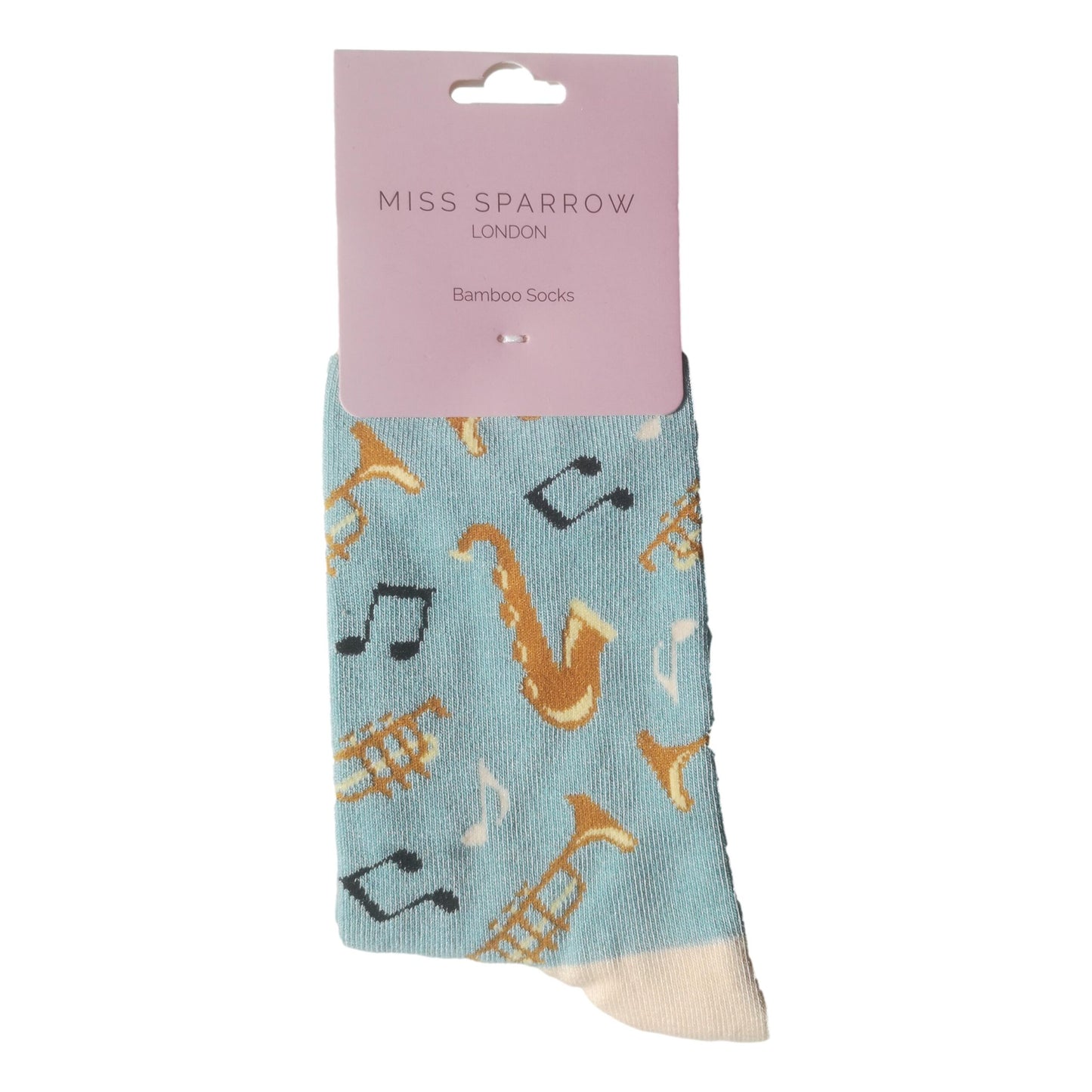 Jazz Band on Aqua Womens Novelty Ankle Socks Adult One Size image 1