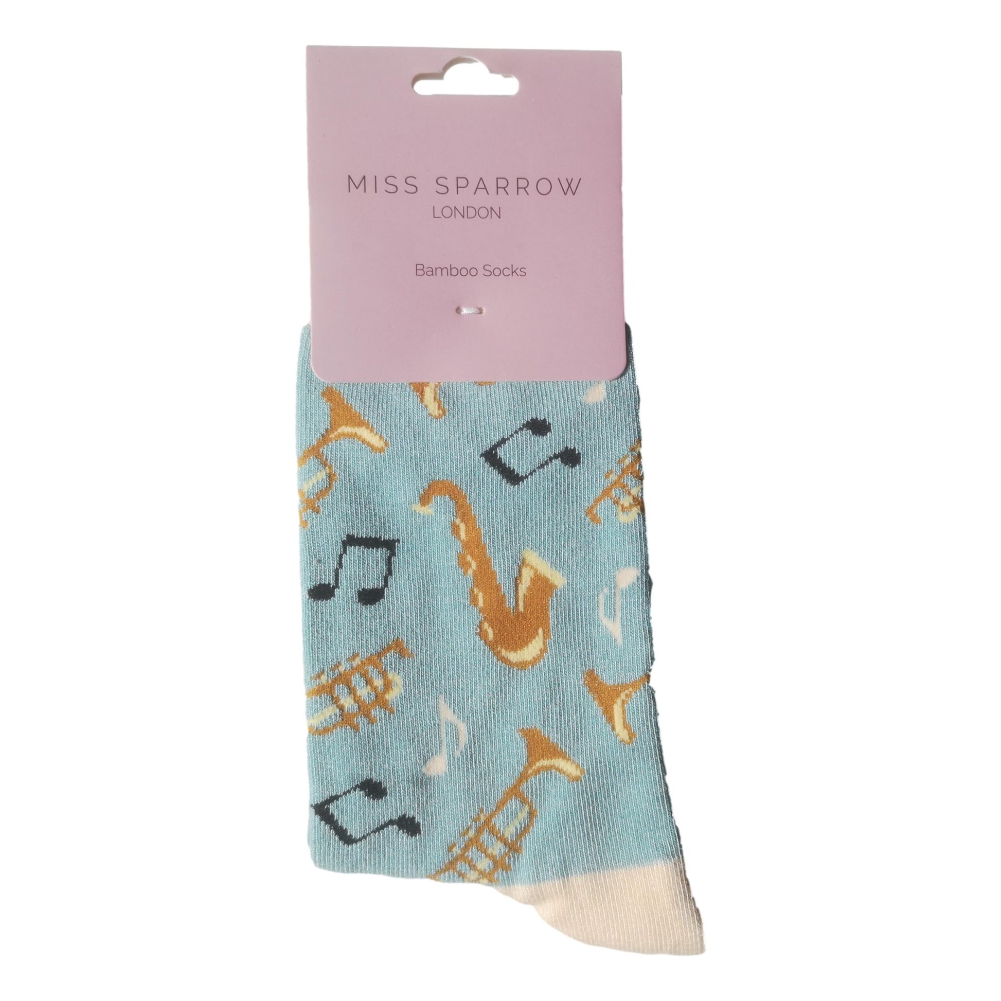 Jazz Band on Aqua Womens Novelty Ankle Socks Adult One Size image 1