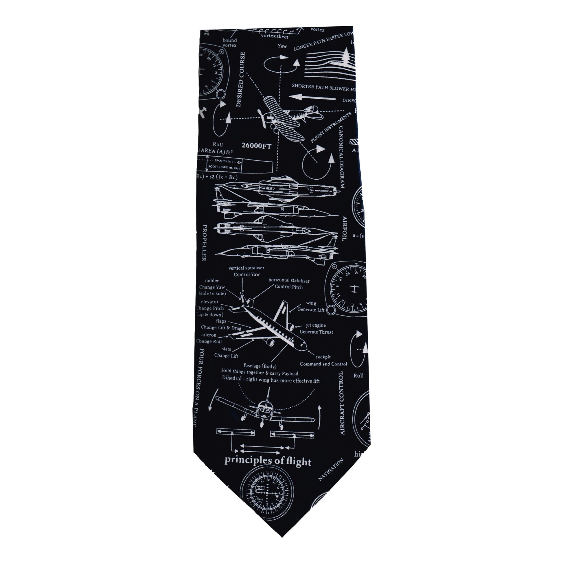Principles of Flight Aircraft Design white on navy 100% Silk Classic Tie image 0
