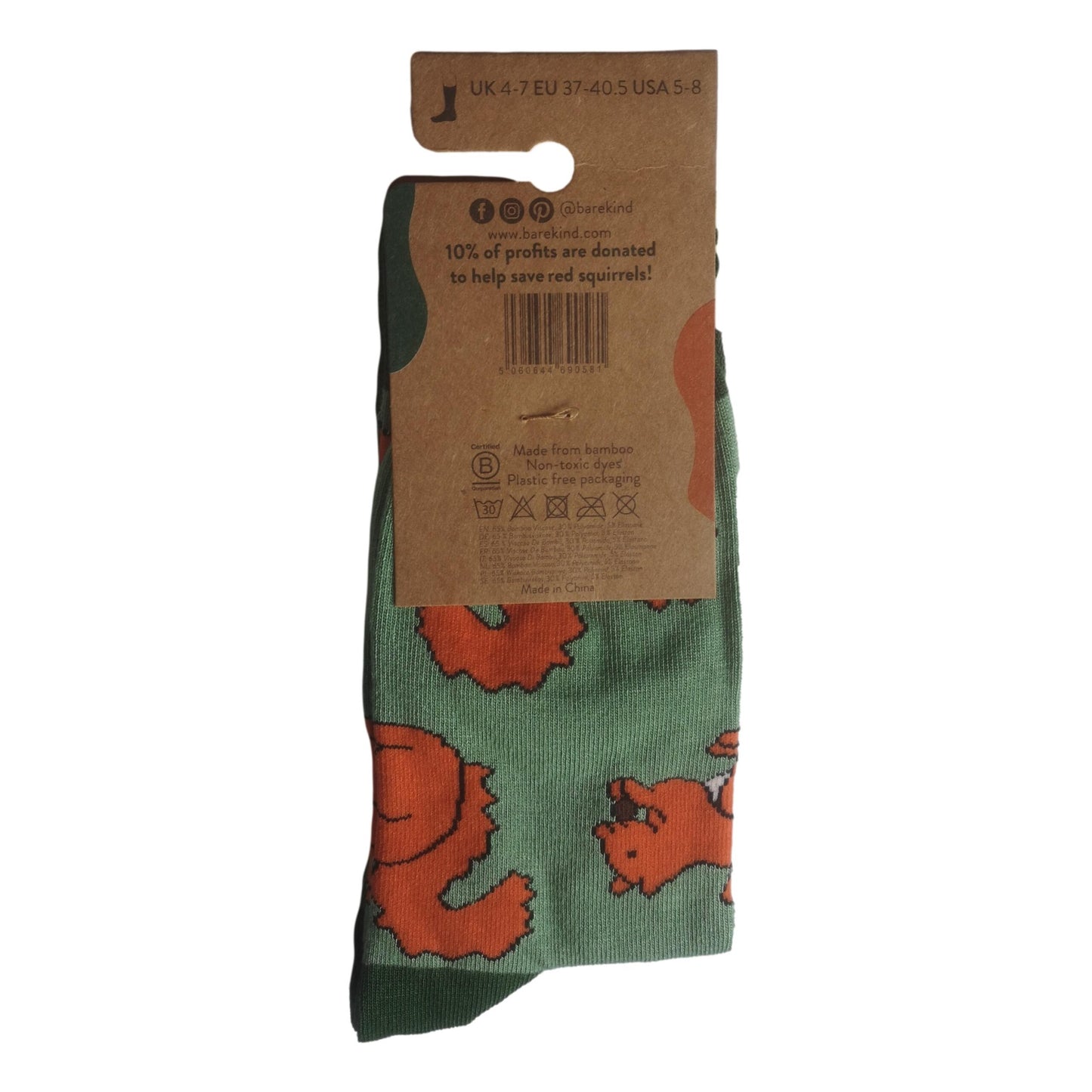 Save The Red Squirrels Green Unisex Novelty Ankle Socks Adult UK Size 4-7 image 2