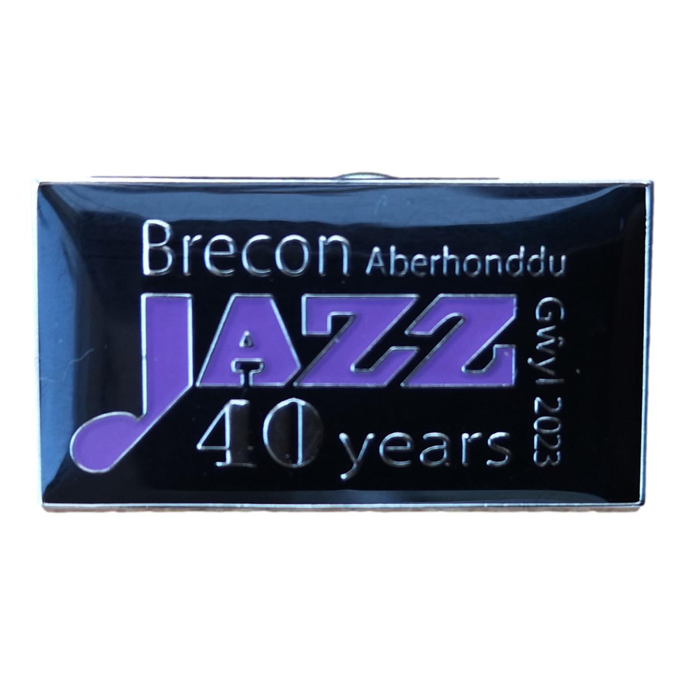 40 Years of Brecon Jazz 2023 Black Metal Pin Badge image 0