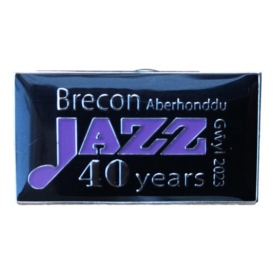 40 Years of Brecon Jazz 2023 Black Metal Pin Badge image 0