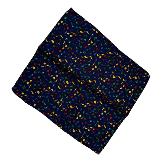Quaver Music Notes 100% Polyester Navy Pocket Handkerchief image 0