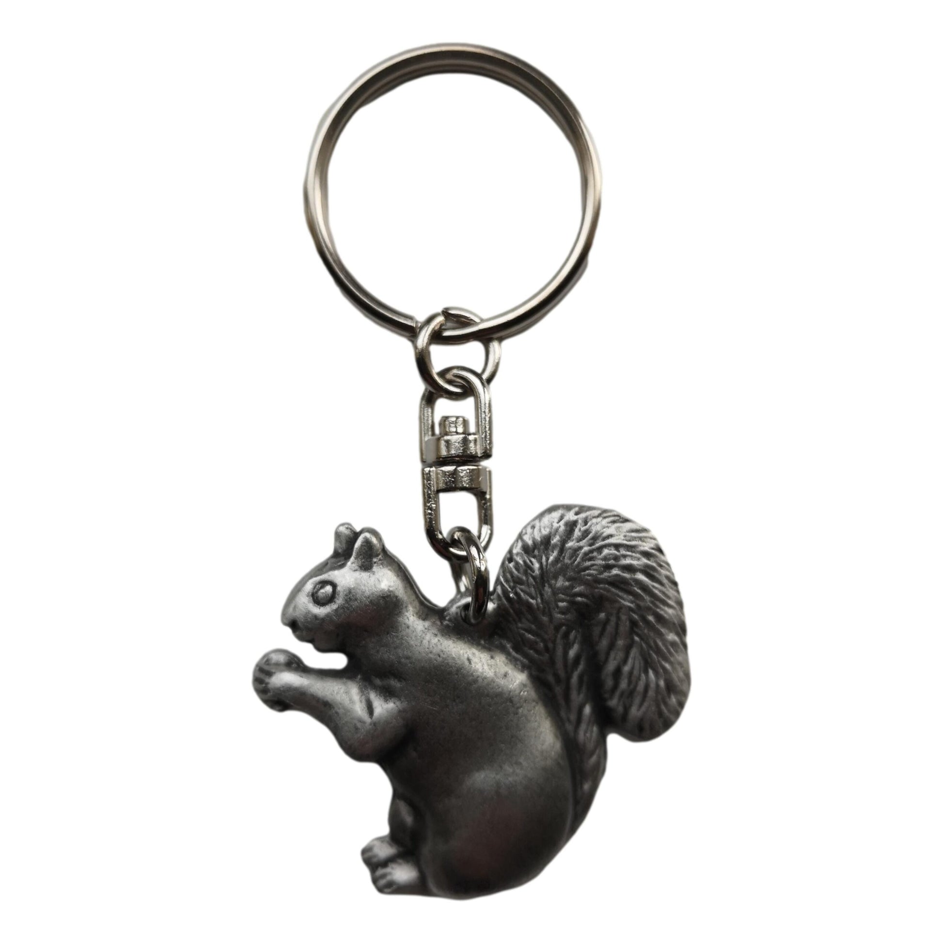 Red Squirrel pewter metal keyring image 0