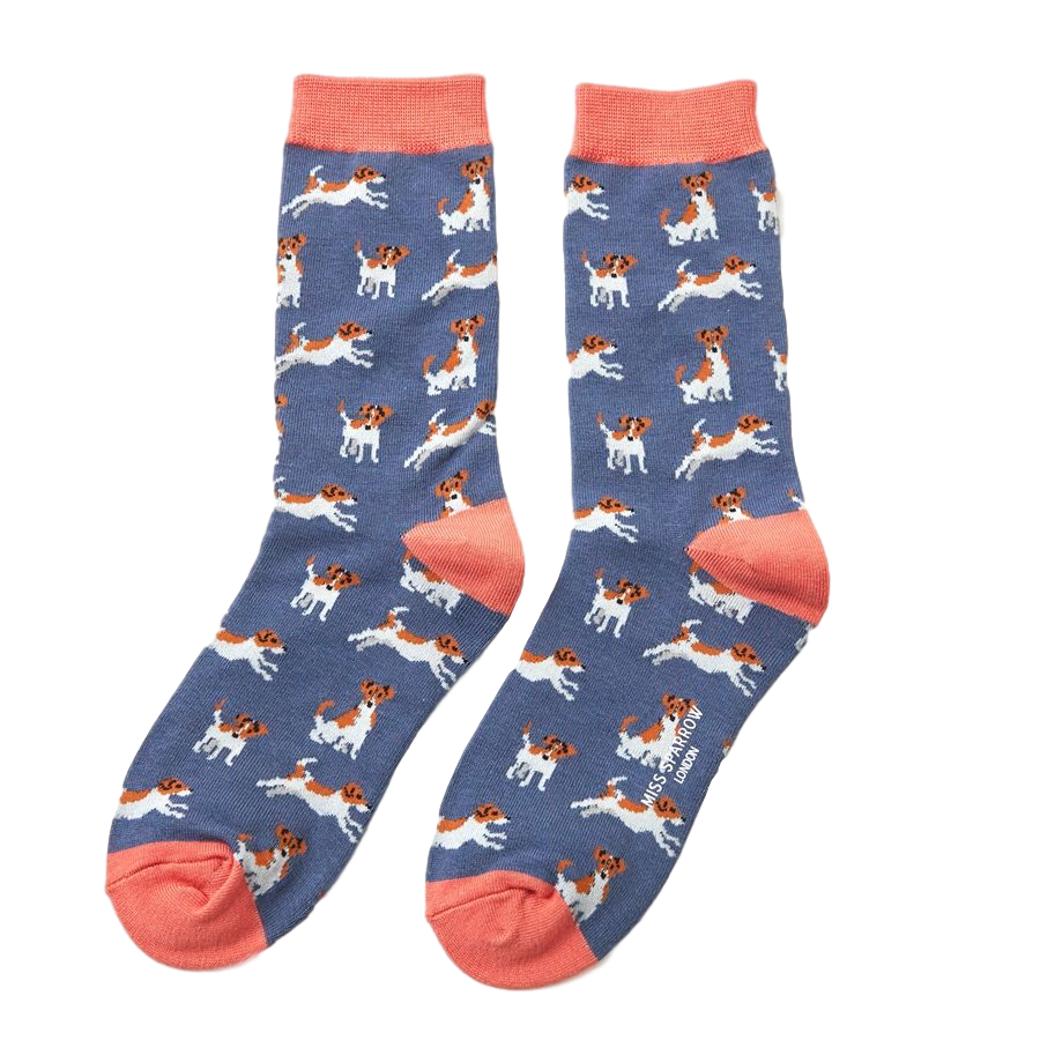 Jack Russell Dog Navy Womens Novelty Ankle Socks Adult One Size image 0