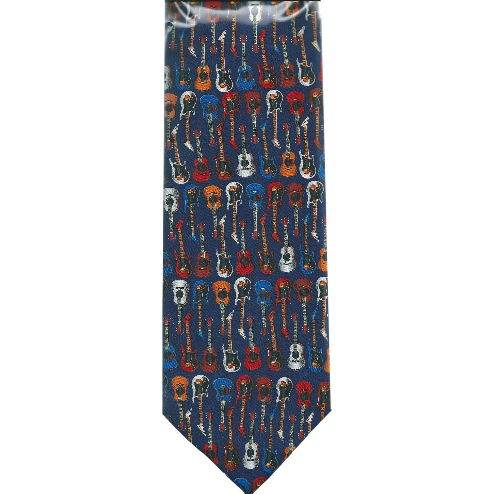 Electric / Acoustic Guitars All Over Repeat 100% Silk Classic Tie image 1