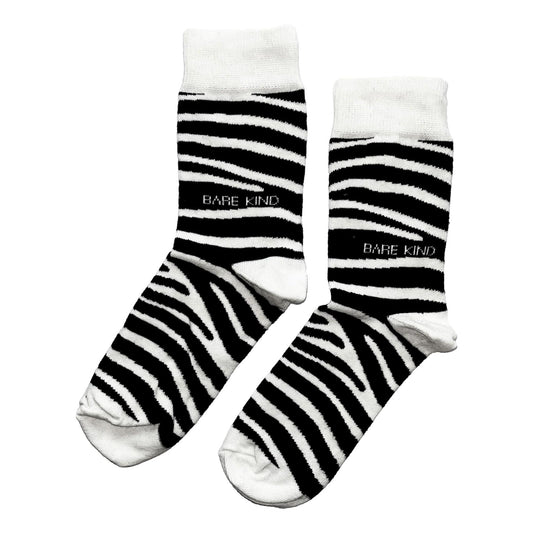 Save The Zebra Black and White Print Unisex Novelty Ankle Socks Adult UK Size 7-11 image 0