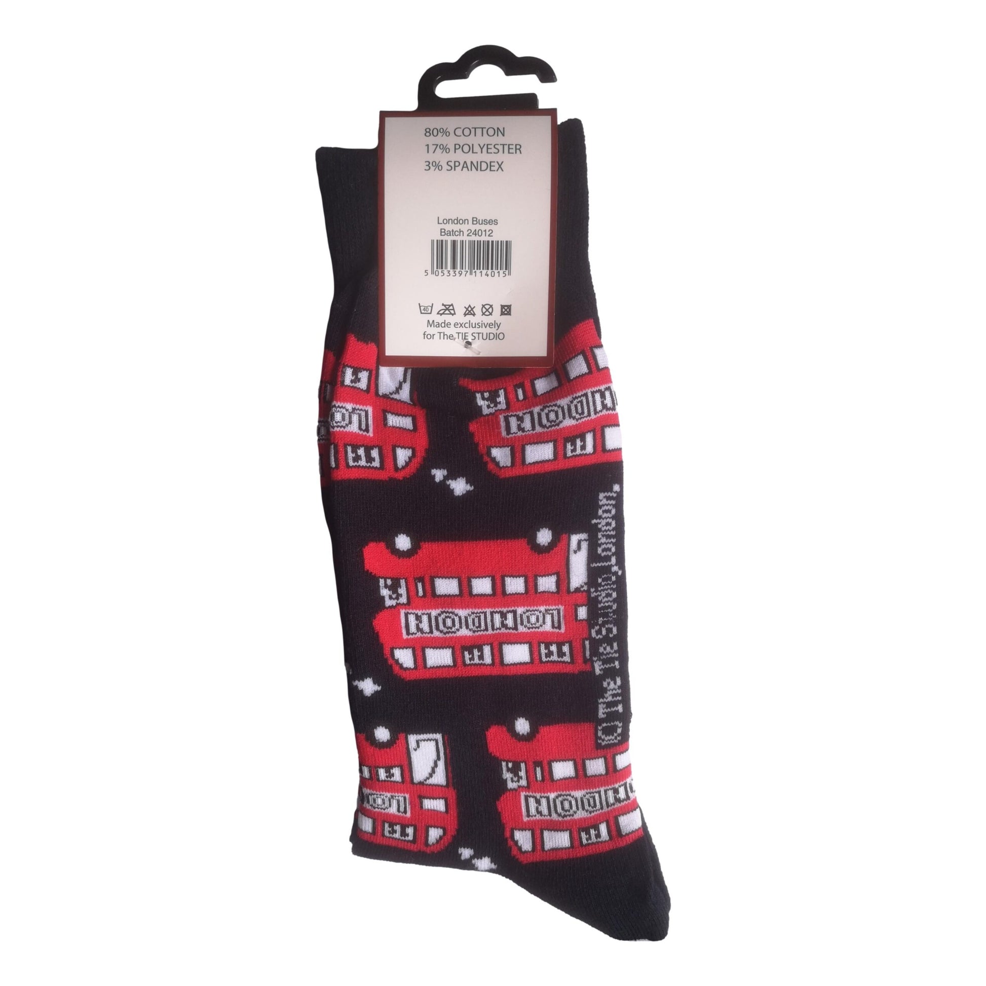 London Routemaster Buses on Black Unisex Novelty Ankle Socks Adult Size 6-11 image 1