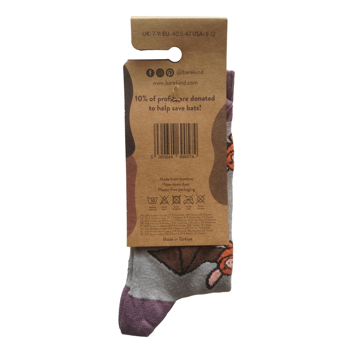 Save The Bats Grey Unisex Novelty Ankle Socks Adult One Size image 2