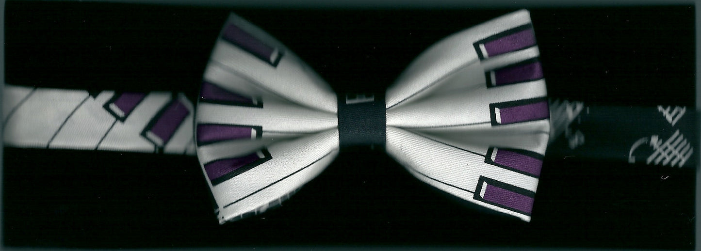 Purple Keys Keyboard Fancy Silk Bow Tie image 1