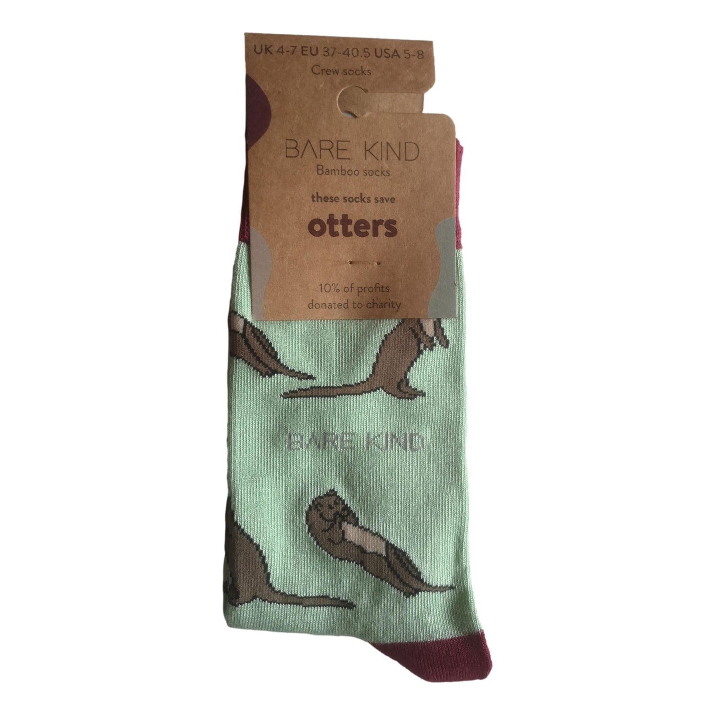 Save The Otters Green Unisex Novelty Ankle Socks Adult UK Size 4-7 image 1