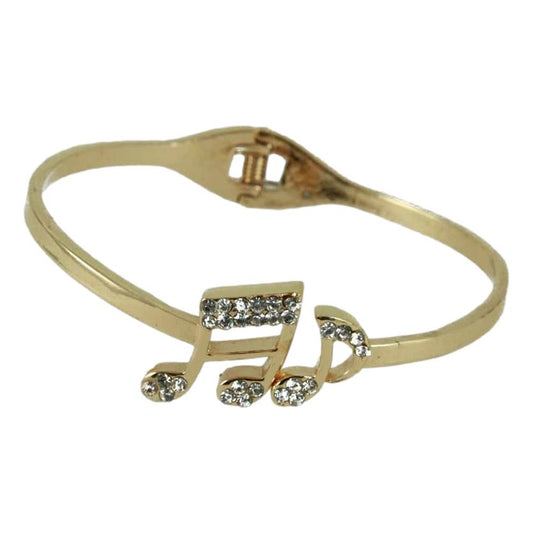 Quaver Music Notes clear-stoned diamante crystal gold-plated hinged bangle image 0