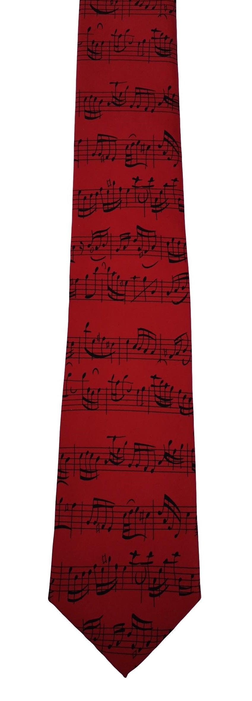 Music Manuscript Stave repeating black on postbox red sleeved 100% Polyester Classic Tie image 1