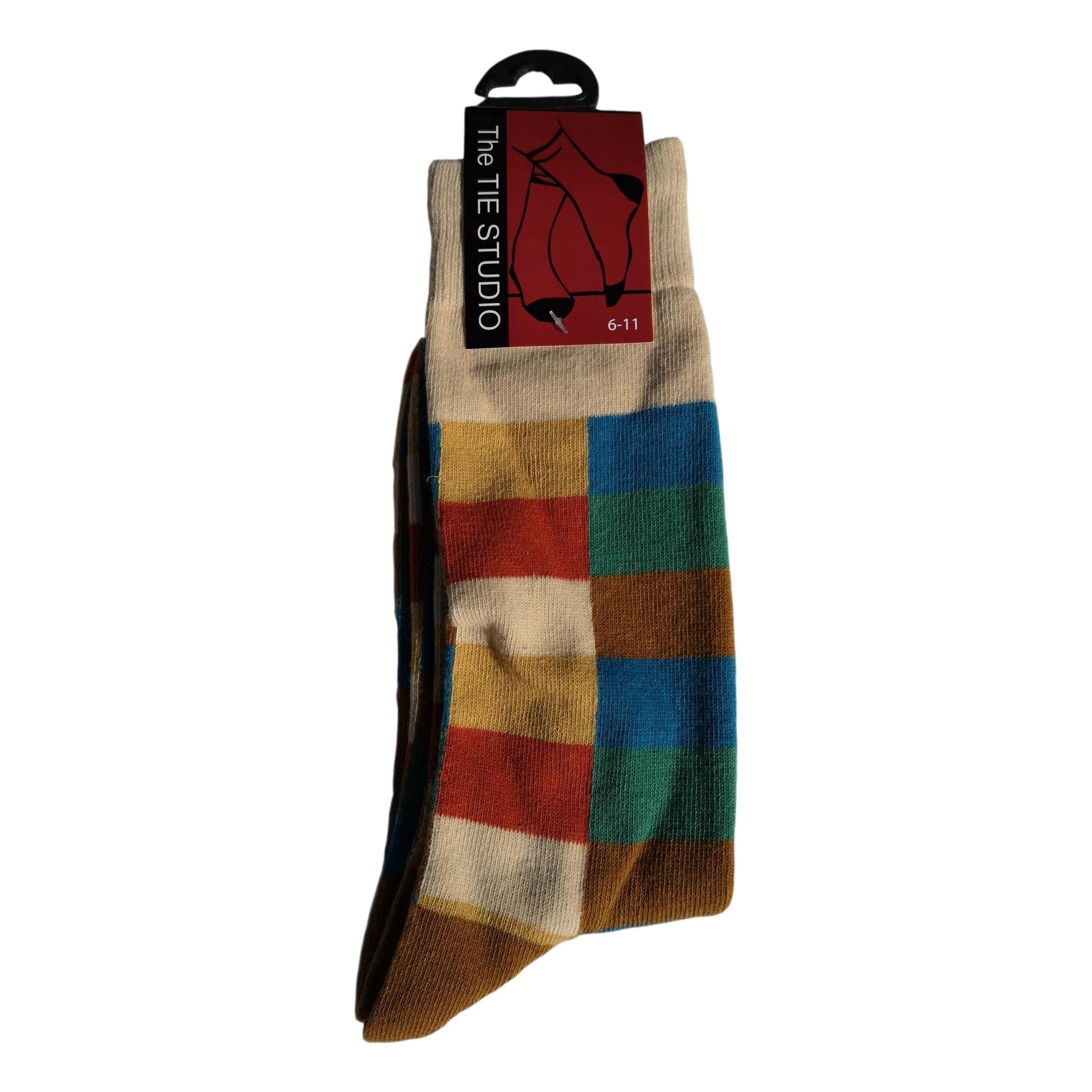 Bright Rectangles Colour Groovy Unisex Novelty Ankle Socks Size 6-11 image 0