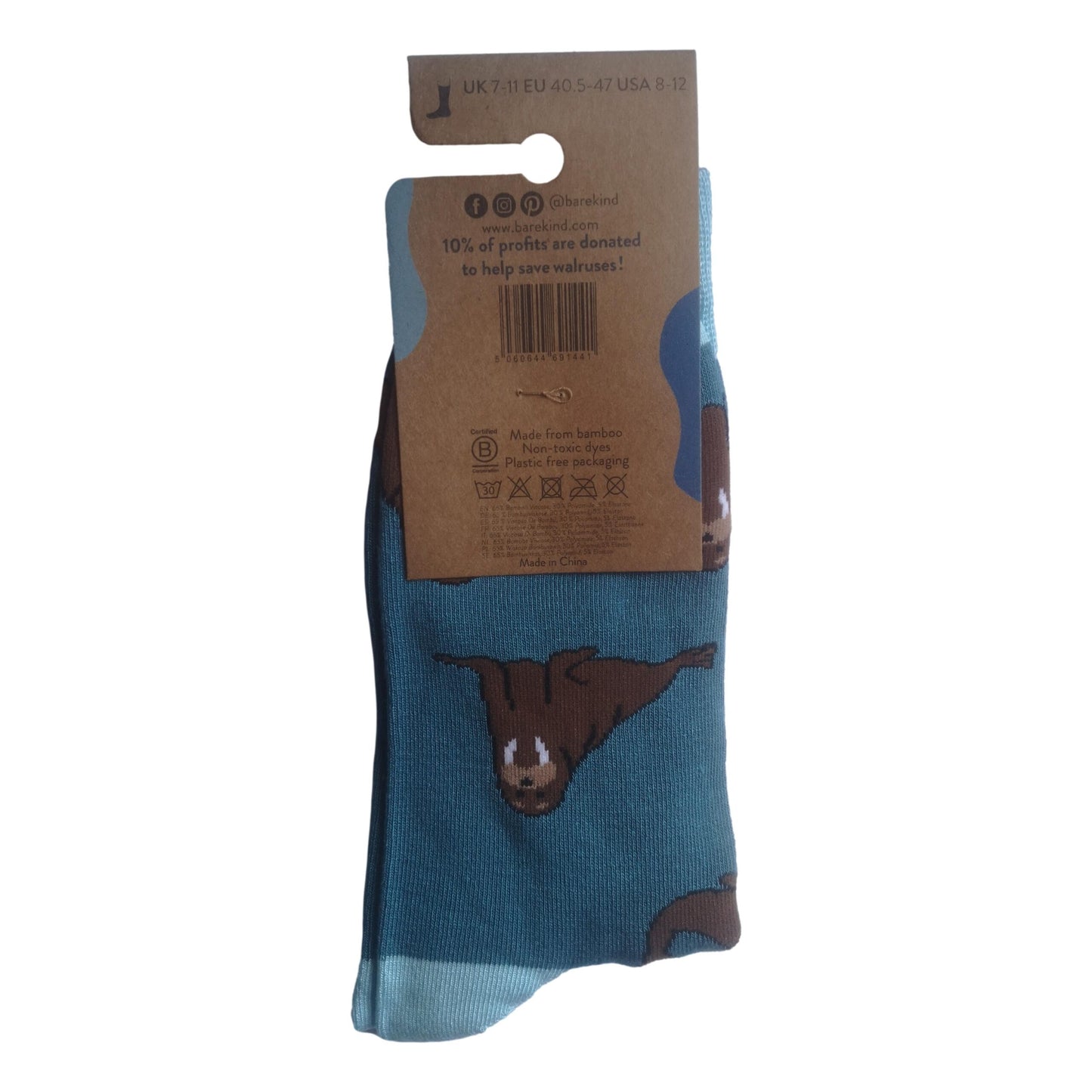 Save The Walruses Aquamarine Blue Unisex Novelty Ankle Socks Adult Size 7-11 image 2