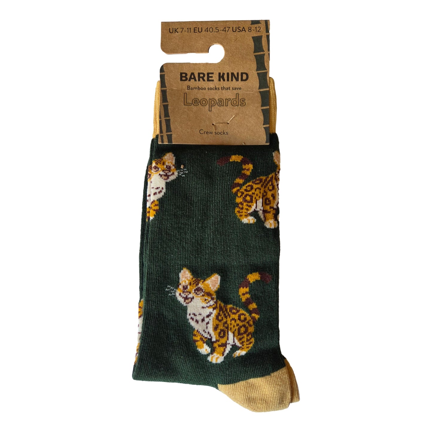 Save The Leopard Cats Green Unisex Novelty Ankle Socks Adult UK Size 7-11