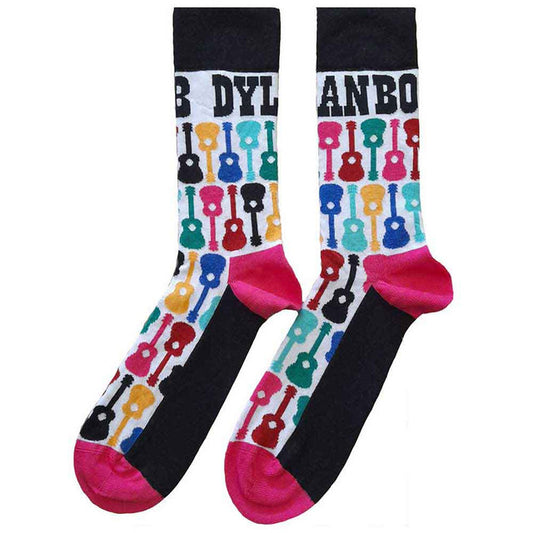 Bob Dylan Guitar Pattern White Unisex Adult Ankle Socks