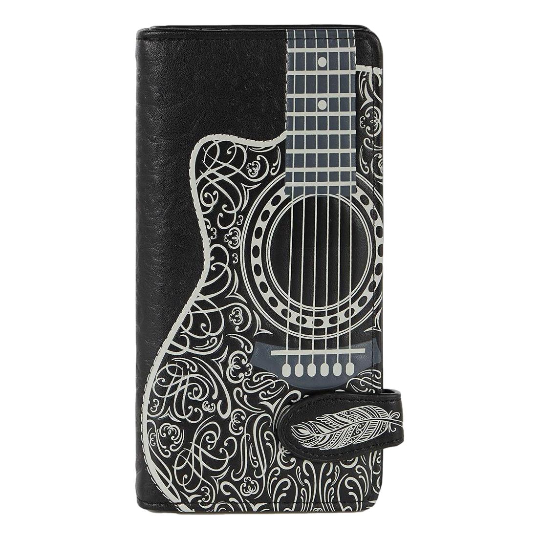 Guitar Large Leatherette Young Ladies Zipper Purse Wallet