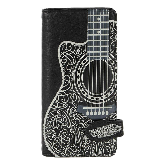 Guitar Large Leatherette Young Ladies Zipper Purse Wallet