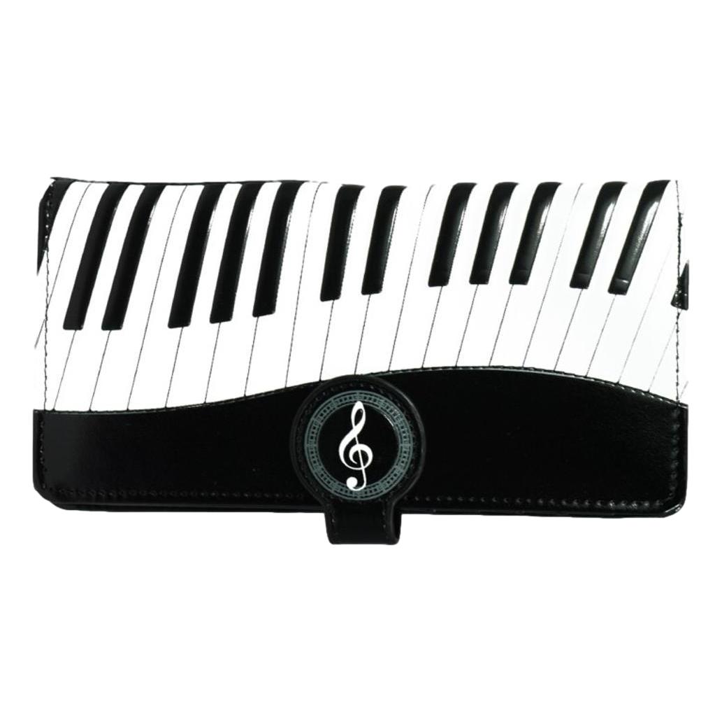 Piano Symphony Black Leatherette Young Ladies Zipper Purse Wallet