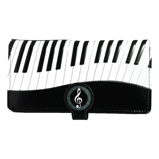 Piano Symphony Black Leatherette Young Ladies Zipper Purse Wallet