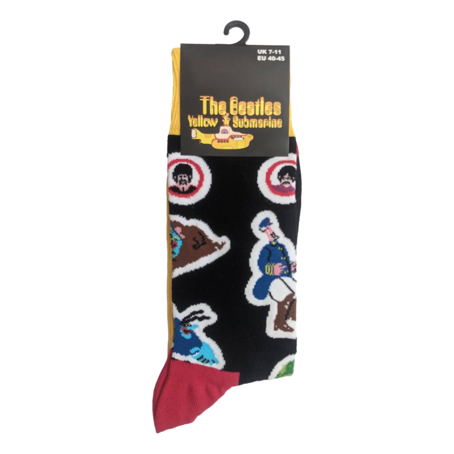 The Beatles Yellow Submarine Potholes and Characters Black Unisex Adult Ankle Socks