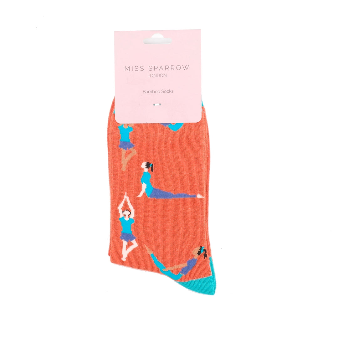 Yoga Poses on Burnt Orange Womens Novelty Ankle/Crew Socks Adult One Size