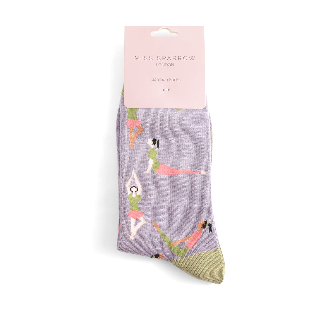 Yoga Poses on Lilac Womens Novelty Ankle/Crew Socks Adult One Size