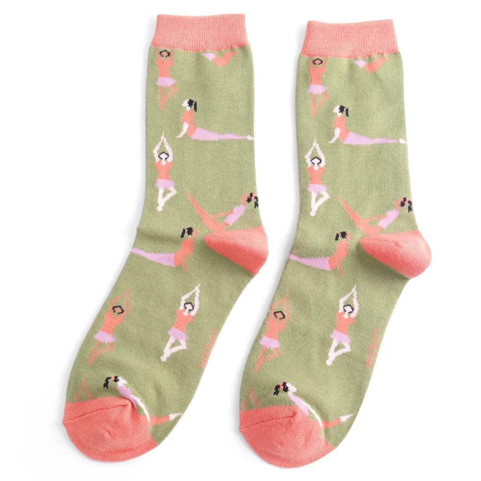 Yoga Poses on Olive Womens Novelty Ankle/Crew Socks Adult One Size